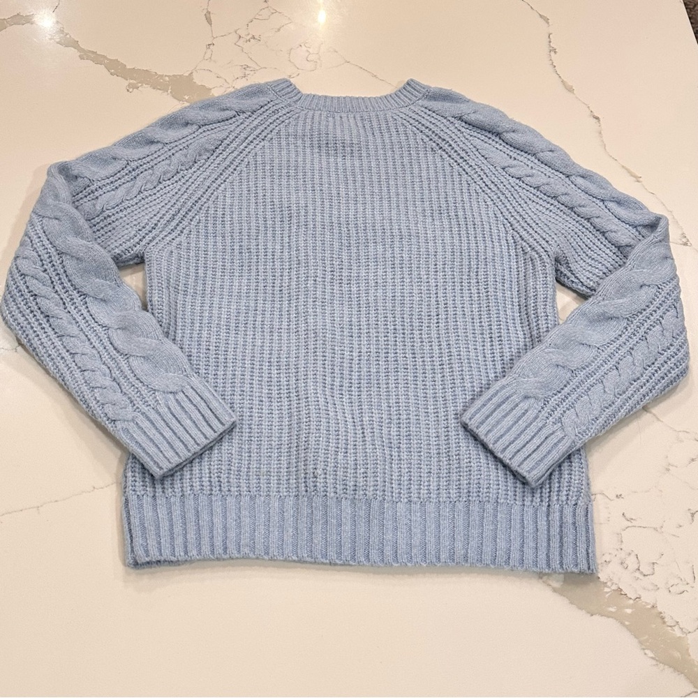 Rachel Zoe Soft Blue Cable Knit Sweater Size M - Picture 2 of 7